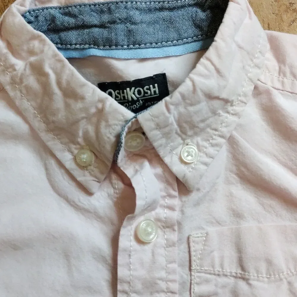 Oshkosh Button Down Shirt 4T Pink Cotton Pastel Pink Spring Easter